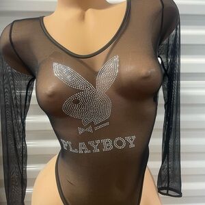 PLAYBOY Black Sheer Bodysuit